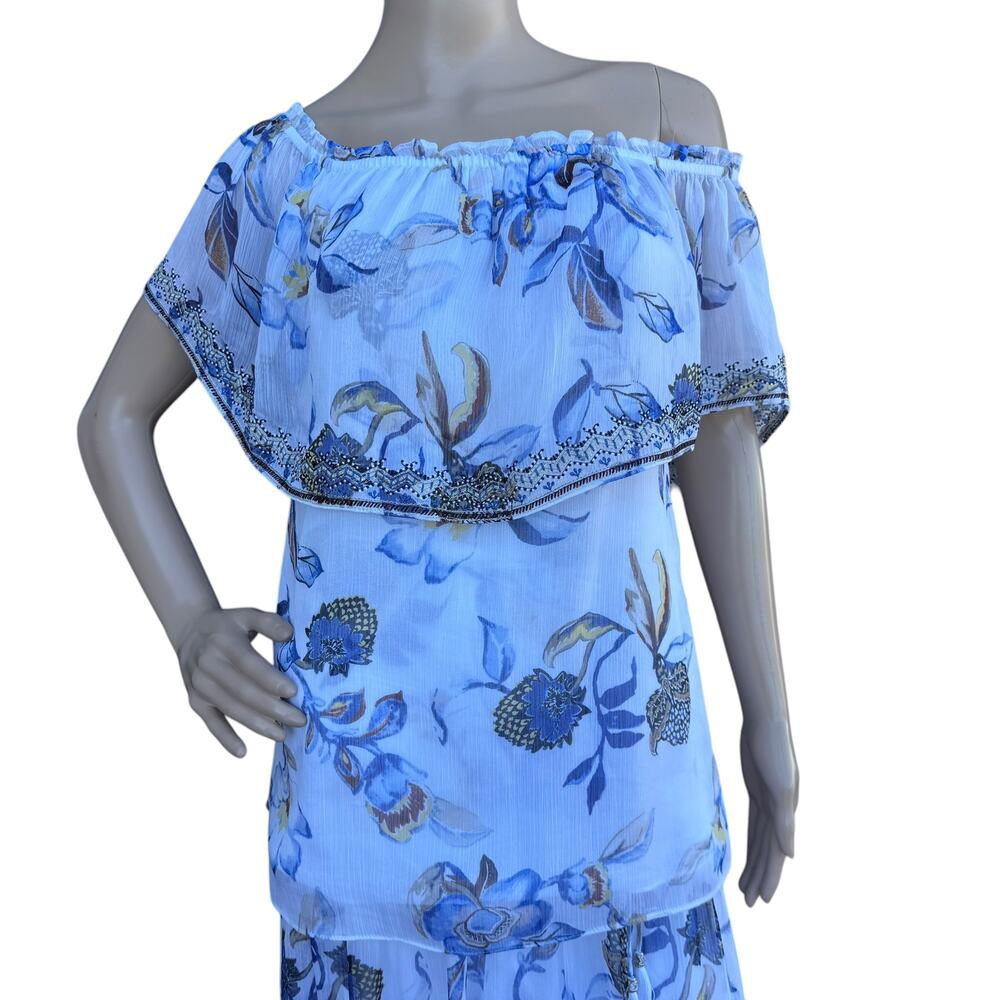 WHBM Floral 2 Pc Off Shoulder Maxi Skirt Set M - Picture 4 of 16